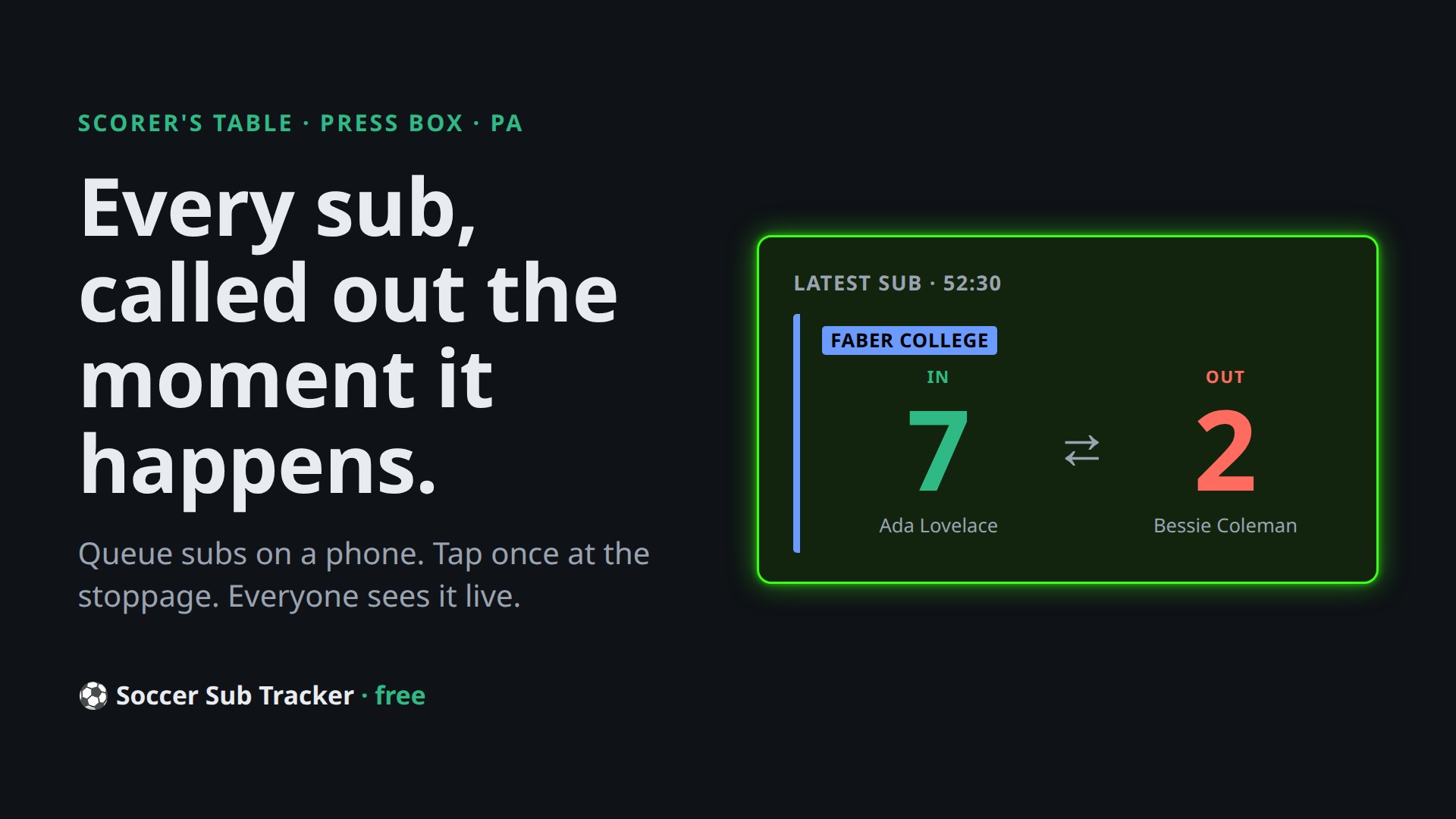 Soccer Sub Tracker